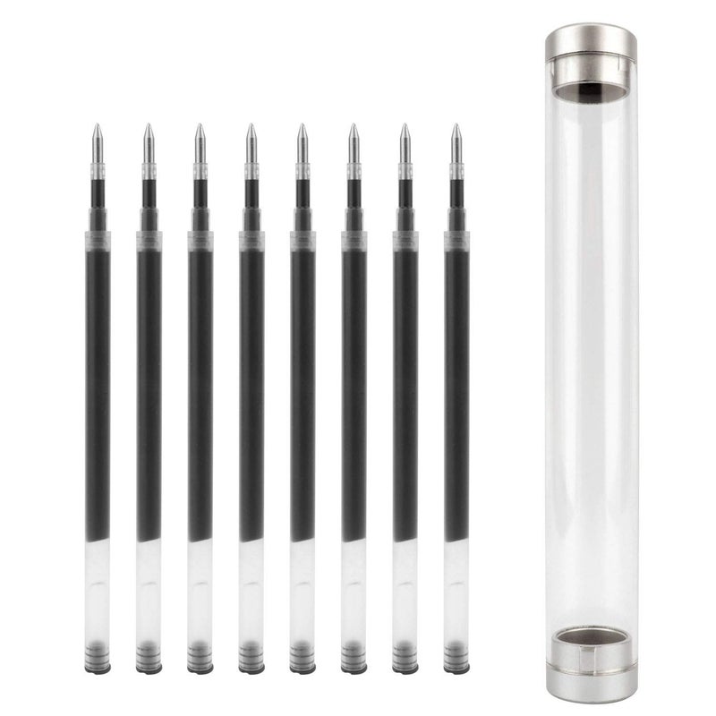 PenghaiYunfei 8 Pieces Replaceable Ballpoint Pen Refills Work for Most Brands Pens with Smooth Writing,Free-Flowing German Ink with Medium 0.5mm Ballpoint Tip(Black Refills and Length 4.4inch) - Image 1